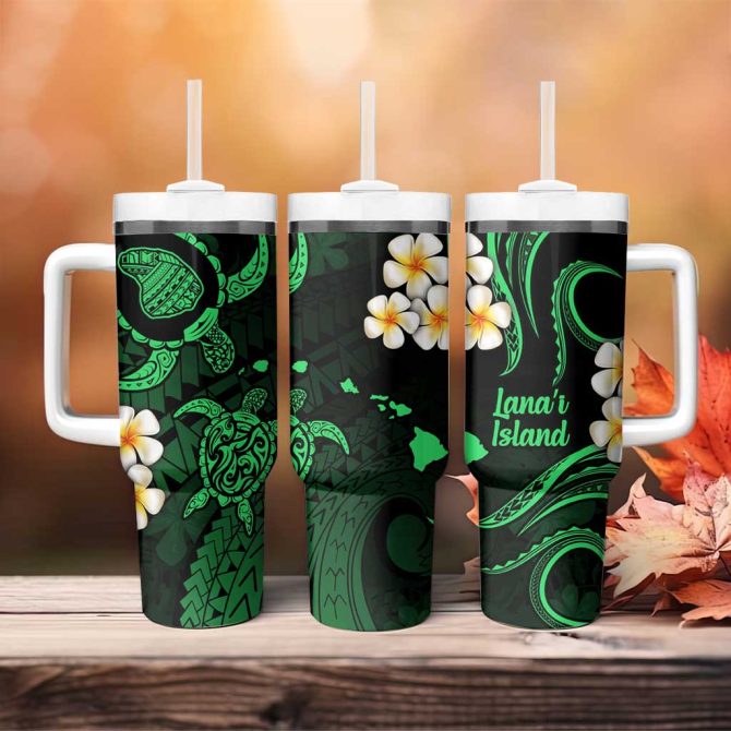 Hawaii Lanai Islands Pacific Plumeria Custom Stanley Quencher 40Oz Stainless Steel Tumbler - Image 4