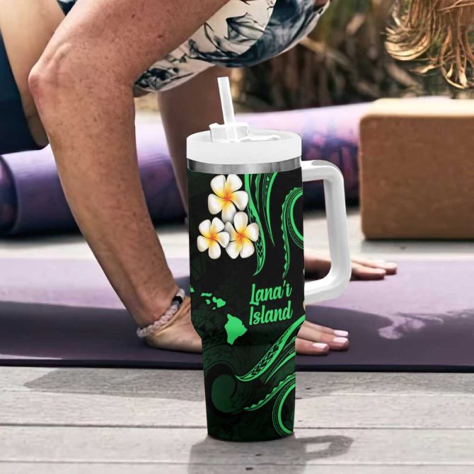 Hawaii Lanai Islands Pacific Plumeria Custom Stanley Quencher 40Oz Stainless Steel Tumbler - Image 6