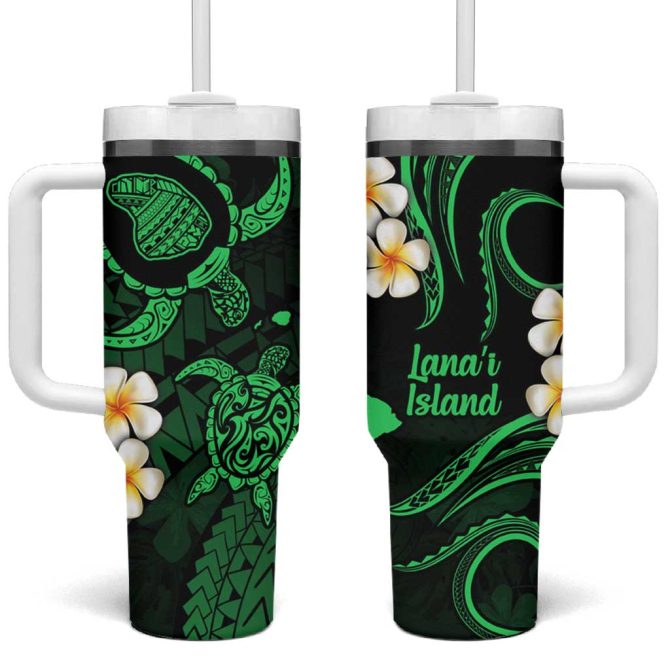 Hawaii Lanai Islands Pacific Plumeria Custom Stanley Quencher 40Oz Stainless Steel Tumbler