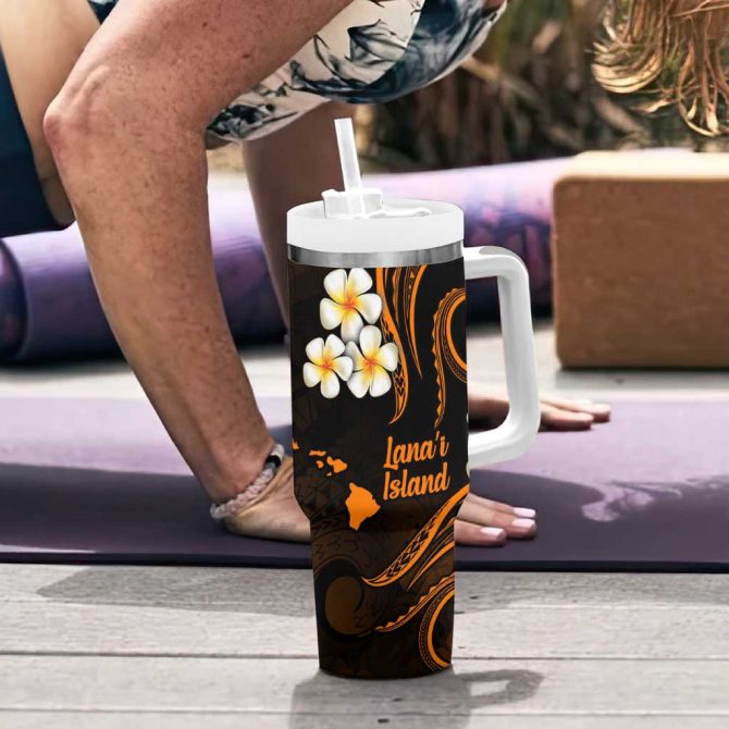 Hawaii Lanai Islands Pacific Plumeria Custom Stanley Quencher 40Oz Stainless Steel Tumbler - Image 6
