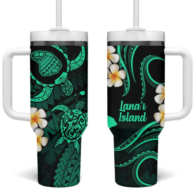 Hawaii Lanai Islands Pacific Plumeria Custom Stanley Quencher 40Oz Stainless Steel Tumbler