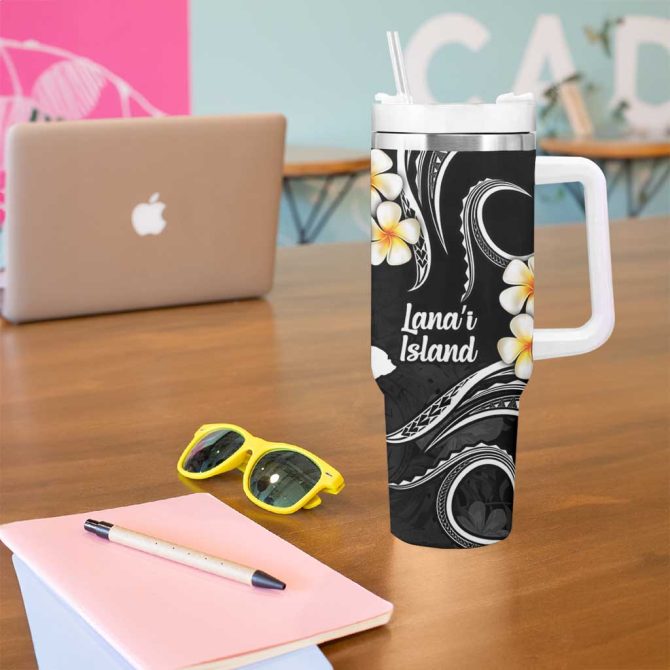 Hawaii Lanai Islands Pacific Plumeria Custom Stanley Quencher 40Oz Stainless Steel Tumbler - Image 5