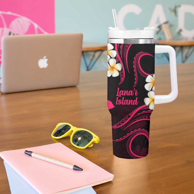 Hawaii Lanai Islands Pacific Plumeria Custom Stanley Quencher 40Oz Stainless Steel Tumbler - Image 5