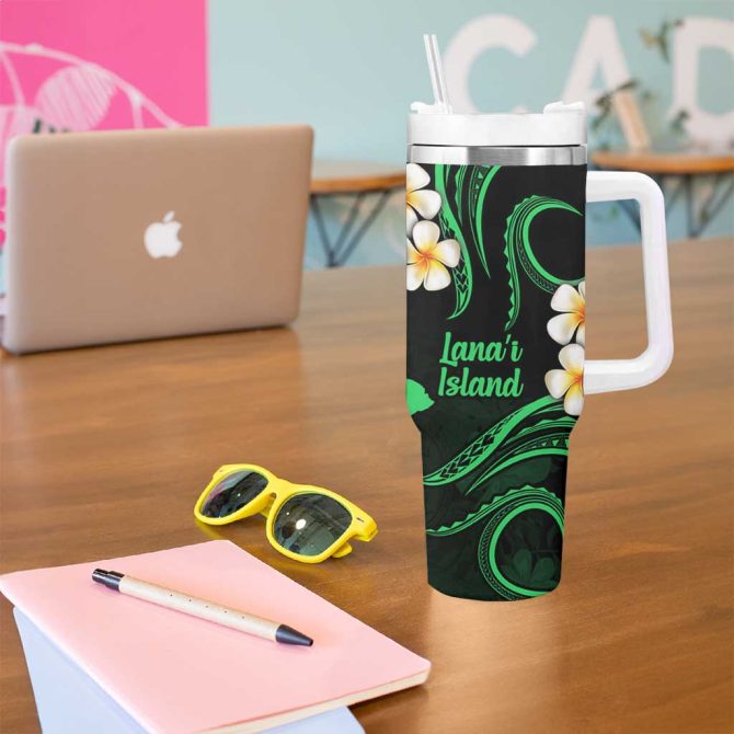Hawaii Lanai Islands Pacific Plumeria Custom Stanley Quencher 40Oz Stainless Steel Tumbler - Image 5