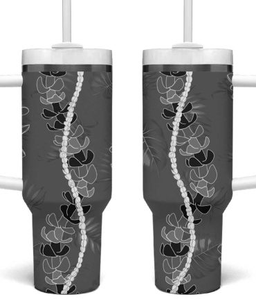 Hawaii Maile Lei With Gray Monstera Custom Stanley Quencher 40Oz Stainless Steel Tumbler With Handle
