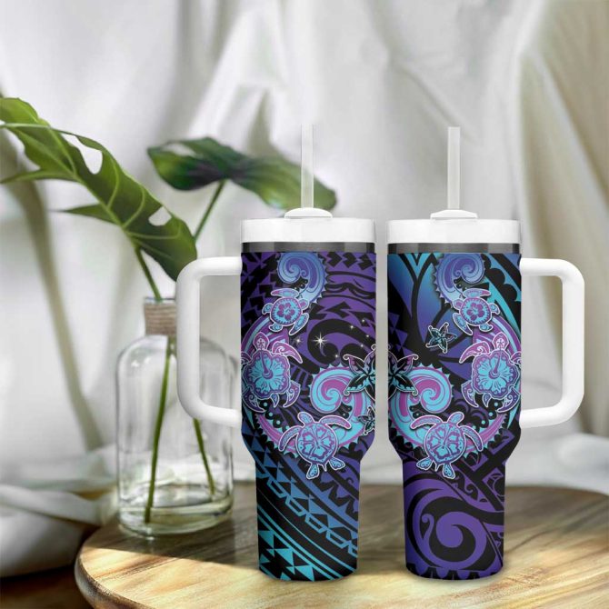 Hawaii Makahiki Turtle Spiral Polynesian Tattoo Custom Stanley Quencher 40Oz Stainless Steel Tumbler With Handle - Image 9