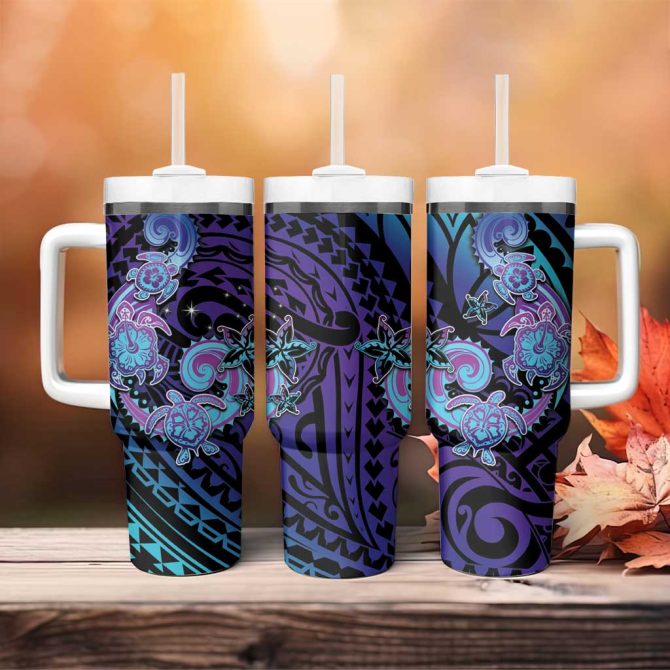 Hawaii Makahiki Turtle Spiral Polynesian Tattoo Custom Stanley Quencher 40Oz Stainless Steel Tumbler With Handle - Image 4