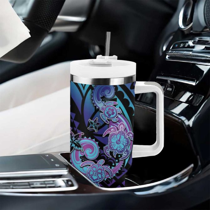 Hawaii Makahiki Turtle Spiral Polynesian Tattoo Custom Stanley Quencher 40Oz Stainless Steel Tumbler With Handle - Image 8