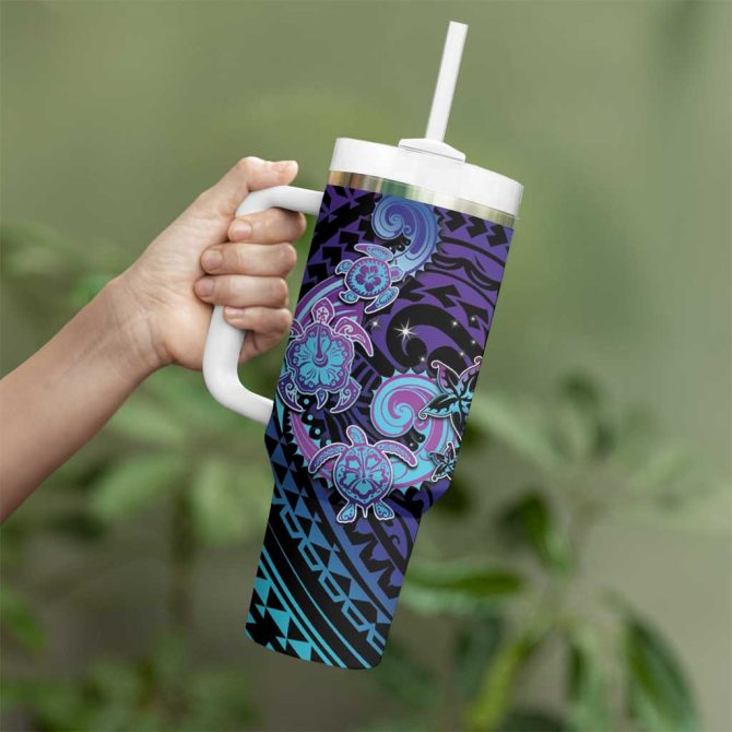Hawaii Makahiki Turtle Spiral Polynesian Tattoo Custom Stanley Quencher 40Oz Stainless Steel Tumbler With Handle - Image 3