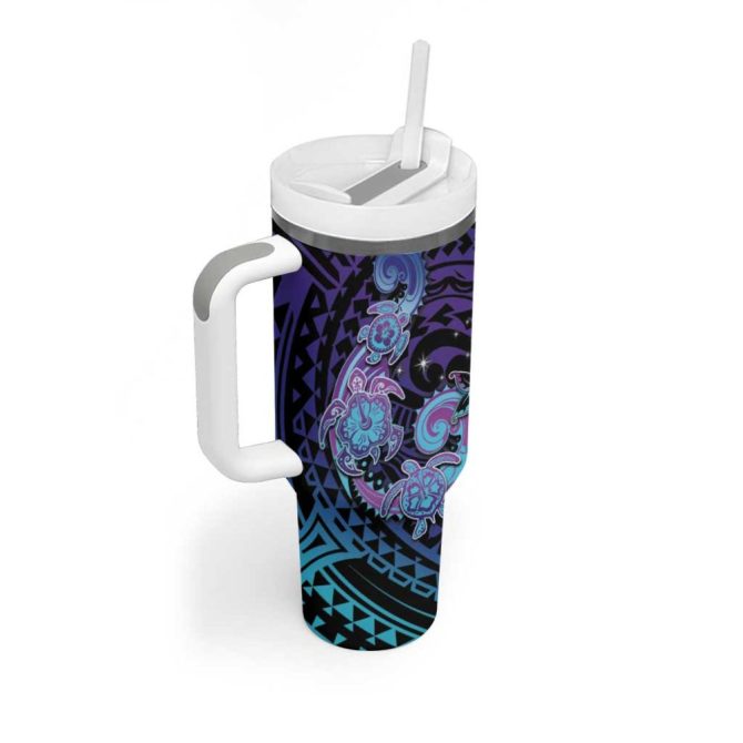 Hawaii Makahiki Turtle Spiral Polynesian Tattoo Custom Stanley Quencher 40Oz Stainless Steel Tumbler With Handle - Image 2
