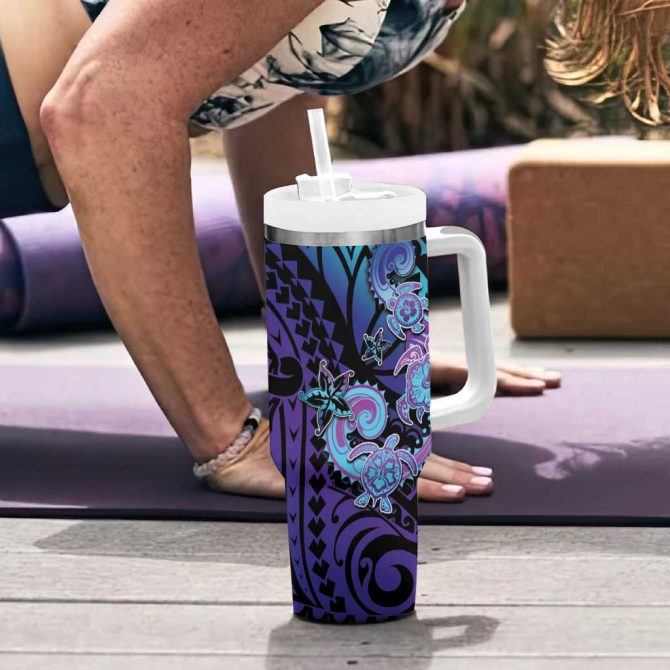 Hawaii Makahiki Turtle Spiral Polynesian Tattoo Custom Stanley Quencher 40Oz Stainless Steel Tumbler With Handle - Image 6