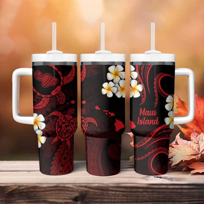 Hawaii Maui Islands Pacific Plumeria Custom Stanley Quencher 40Oz Stainless Steel Tumbler - Image 4