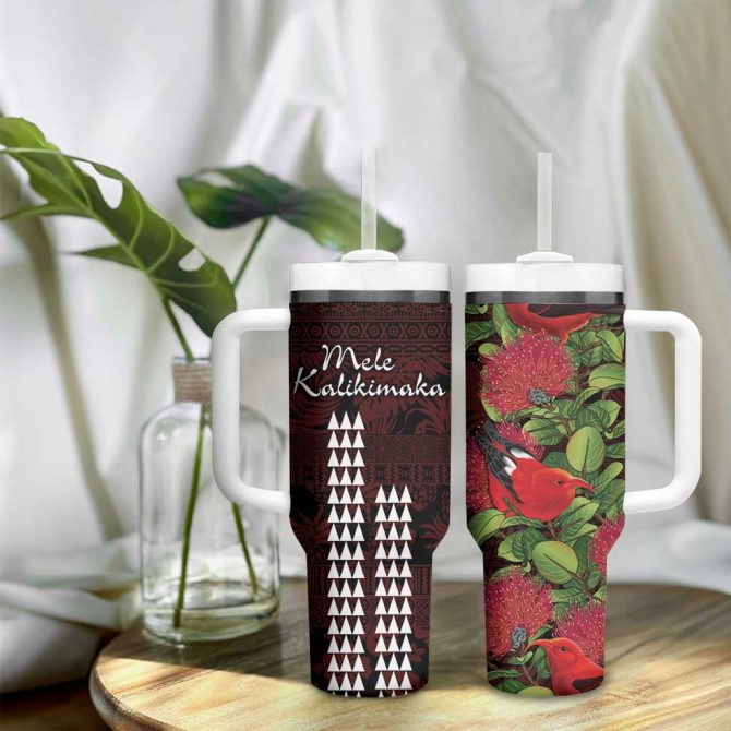 Hawaii Mele Kalikimaka Kakau Custom Stanley Quencher 40Oz Stainless Steel Tumbler With Handle - Image 9