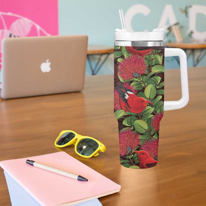 Hawaii Mele Kalikimaka Kakau Custom Stanley Quencher 40Oz Stainless Steel Tumbler With Handle - Image 5