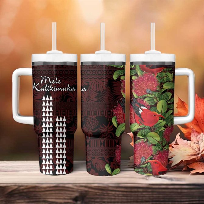 Hawaii Mele Kalikimaka Kakau Custom Stanley Quencher 40Oz Stainless Steel Tumbler With Handle - Image 4