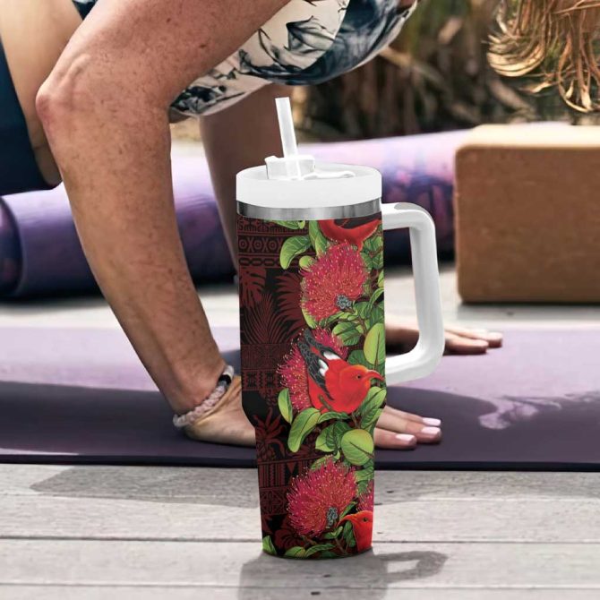 Hawaii Mele Kalikimaka Kakau Custom Stanley Quencher 40Oz Stainless Steel Tumbler With Handle - Image 6