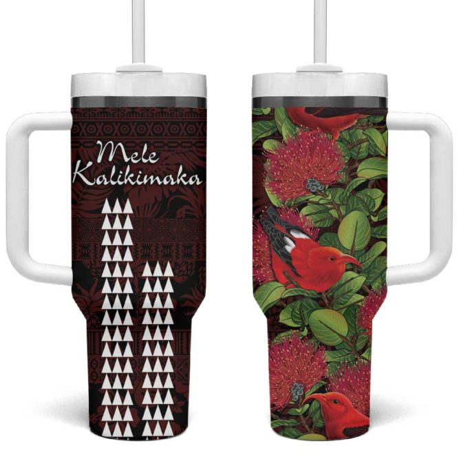 Hawaii Mele Kalikimaka Kakau Custom Stanley Quencher 40Oz Stainless Steel Tumbler With Handle