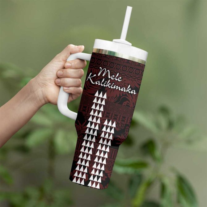 Hawaii Mele Kalikimaka Kakau Custom Stanley Quencher 40Oz Stainless Steel Tumbler With Handle - Image 3