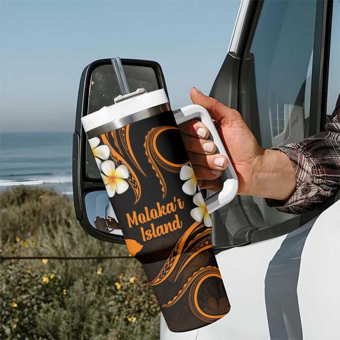 Hawaii Molokai Islands Pacific Plumeria Custom Stanley Quencher 40Oz Stainless Steel Tumbler - Image 7