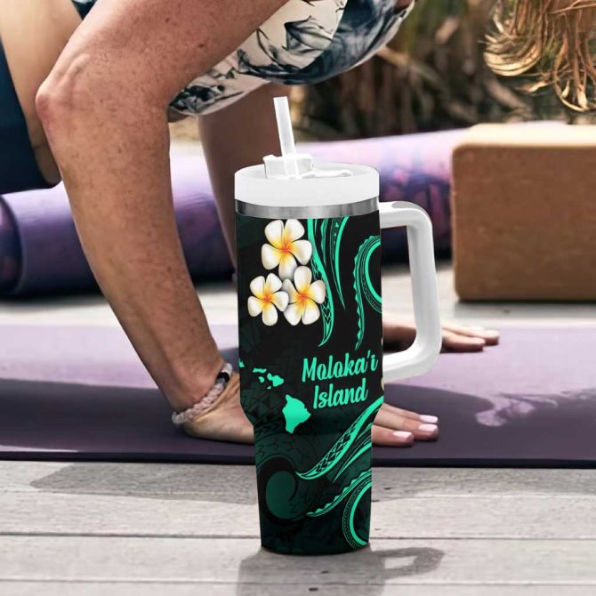 Hawaii Molokai Islands Pacific Plumeria Custom Stanley Quencher 40Oz Stainless Steel Tumbler - Image 6