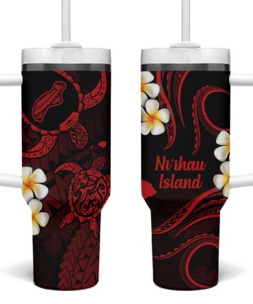 Hawaii Ni #8217;Ihau Islands Pacific Plumeria Custom Stanley Quencher 40Oz Stainless Steel Tumbler