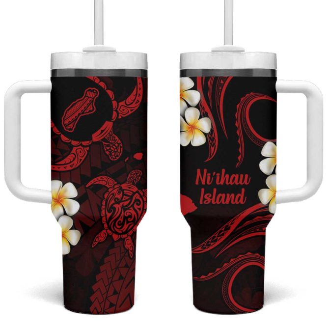 Hawaii Ni #8217;Ihau Islands Pacific Plumeria Custom Stanley Quencher 40Oz Stainless Steel Tumbler