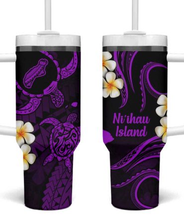 Hawaii Ni #8217;Ihau Islands Pacific Plumeria Custom Stanley Quencher 40Oz Stainless Steel Tumbler