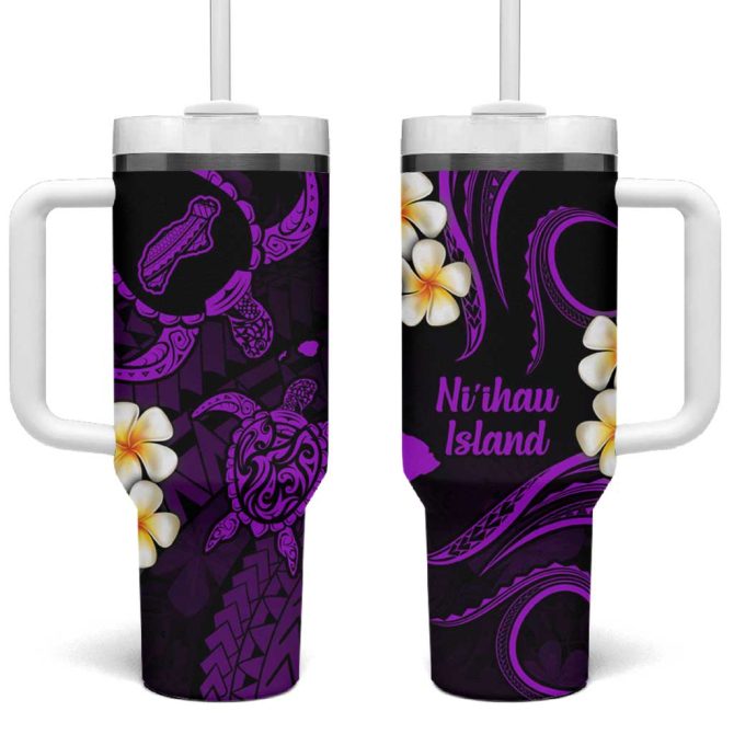 Hawaii Ni #8217;Ihau Islands Pacific Plumeria Custom Stanley Quencher 40Oz Stainless Steel Tumbler
