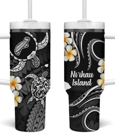 Hawaii Ni #8217;Ihau Islands Pacific Plumeria Custom Stanley Quencher 40Oz Stainless Steel Tumbler