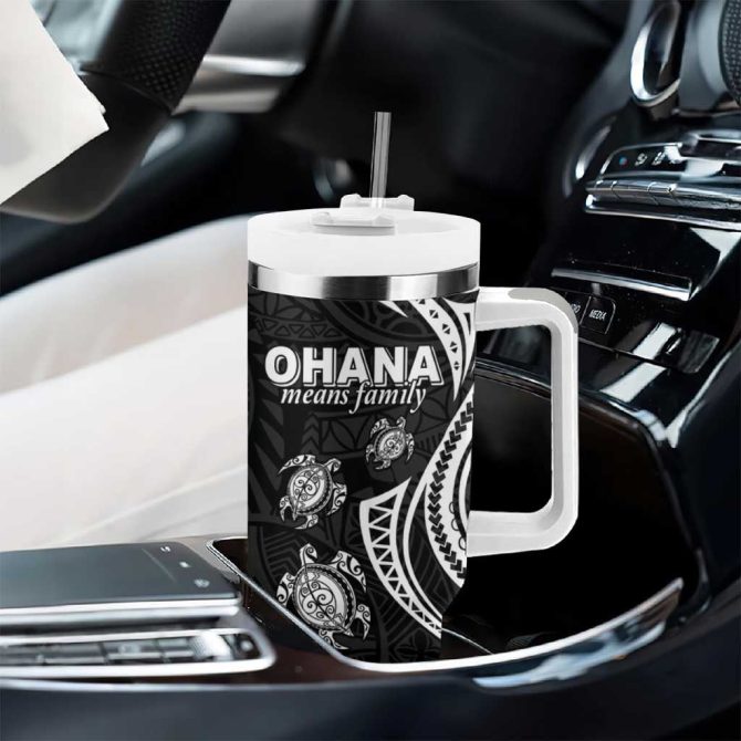 Hawaii Ohana Means Family Sea Turtle Polynesian Custom Stanley Quencher 40Oz Stainless Steel Tumbler With Handle - Image 8