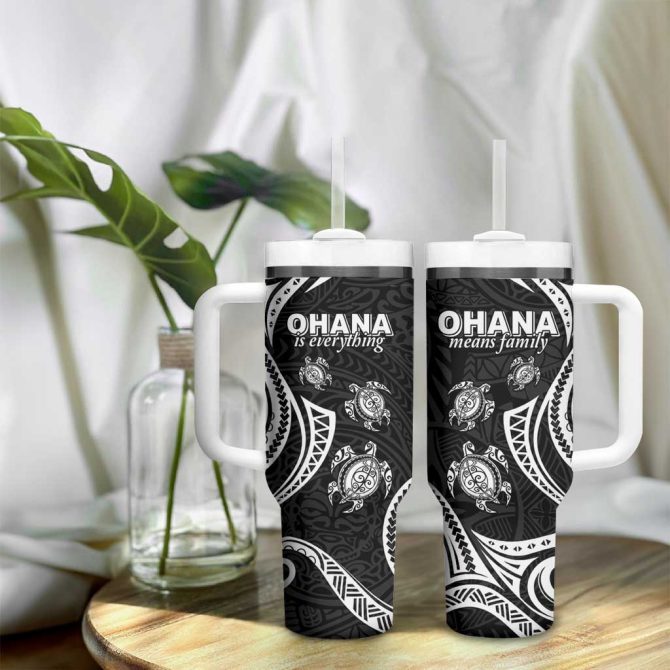 Hawaii Ohana Means Family Sea Turtle Polynesian Custom Stanley Quencher 40Oz Stainless Steel Tumbler With Handle - Image 9