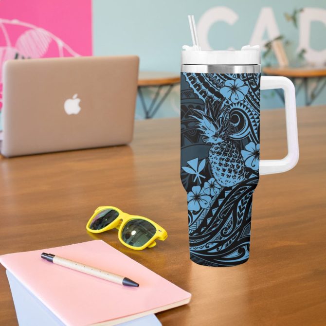 Hawaii Pineapple And Flowercustom Stanley Quencher 40Oz Stainless Steel Tumbler - Image 6