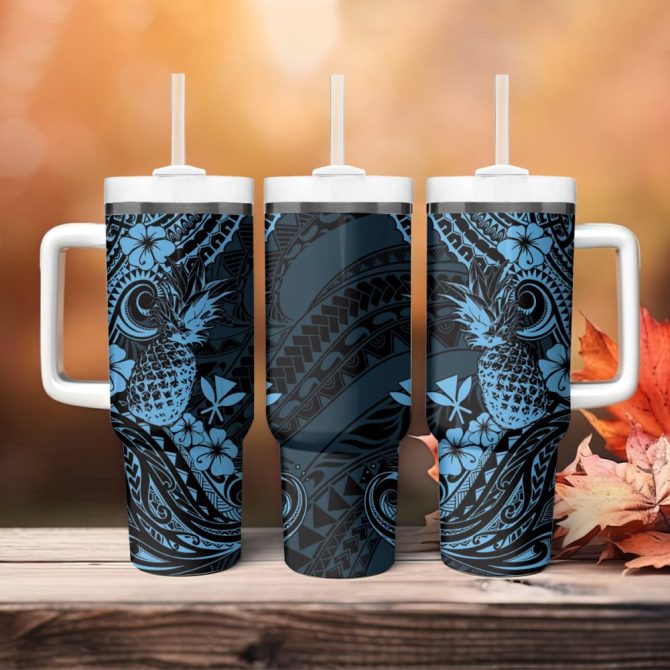 Hawaii Pineapple And Flowercustom Stanley Quencher 40Oz Stainless Steel Tumbler - Image 5