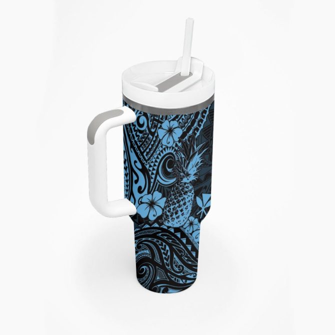 Hawaii Pineapple And Flowercustom Stanley Quencher 40Oz Stainless Steel Tumbler - Image 3