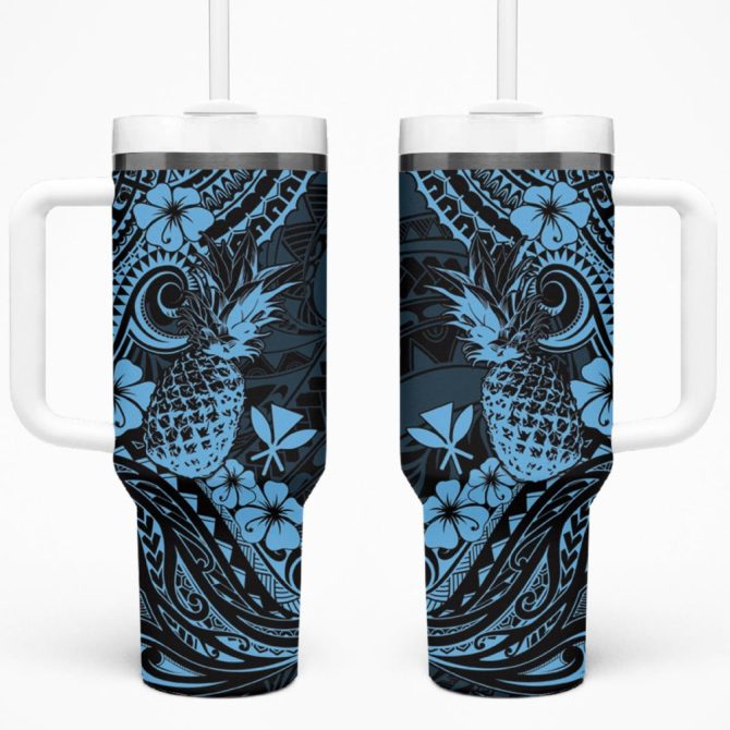 Hawaii Pineapple And Flowercustom Stanley Quencher 40Oz Stainless Steel Tumbler