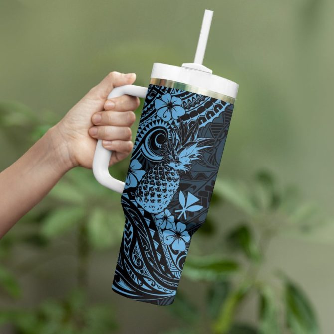 Hawaii Pineapple And Flowercustom Stanley Quencher 40Oz Stainless Steel Tumbler - Image 4