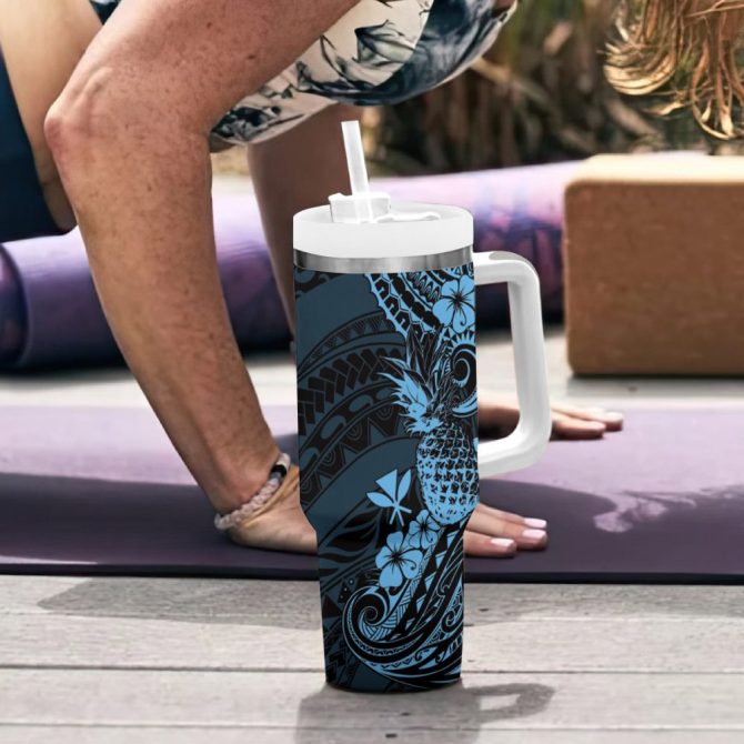 Hawaii Pineapple And Flowercustom Stanley Quencher 40Oz Stainless Steel Tumbler - Image 7