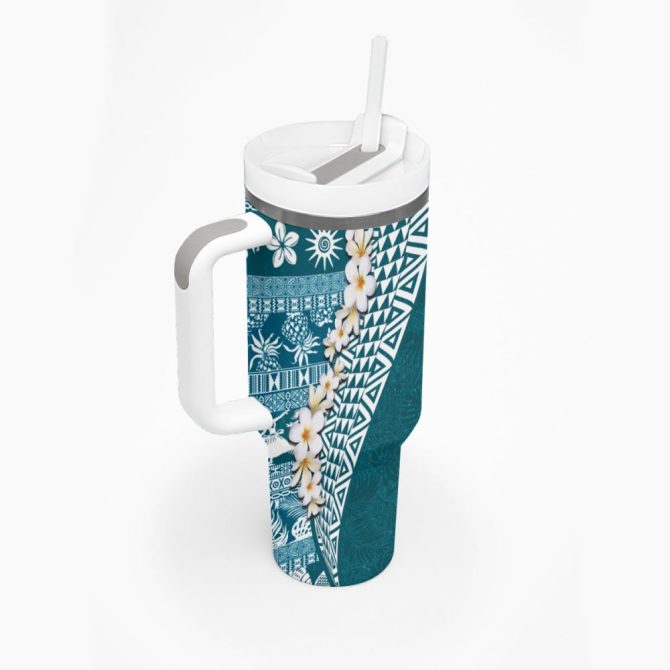 Hawaii Plumeria Flowers Custom Stanley Quencher 40Oz Stainless Steel Tumbler - Image 3