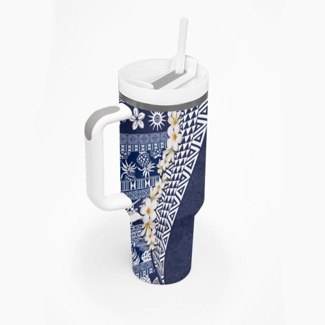 Hawaii Plumeria Flowers Custom Stanley Quencher 40Oz Stainless Steel Tumbler - Image 3