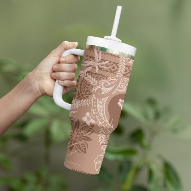 Hawaii Plumeria Flowers Custom Stanley Quencher 40Oz Stainless Steel Tumbler - Image 4