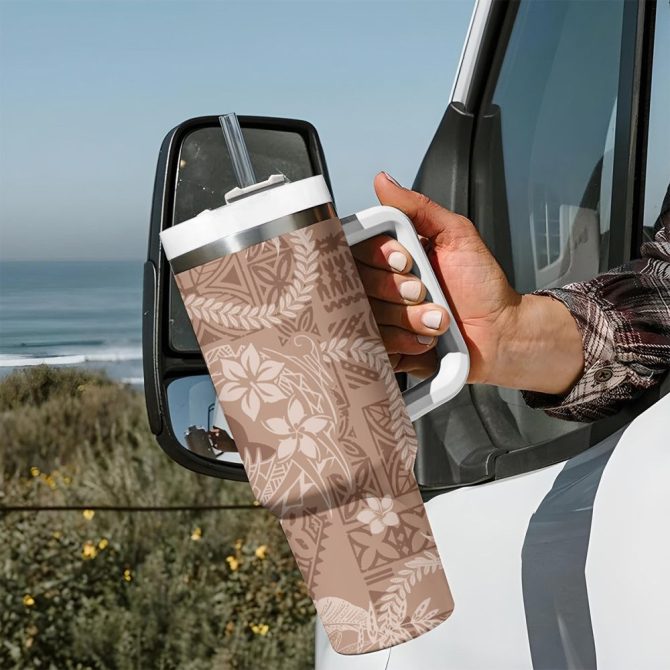 Hawaii Plumeria Flowers Custom Stanley Quencher 40Oz Stainless Steel Tumbler - Image 8