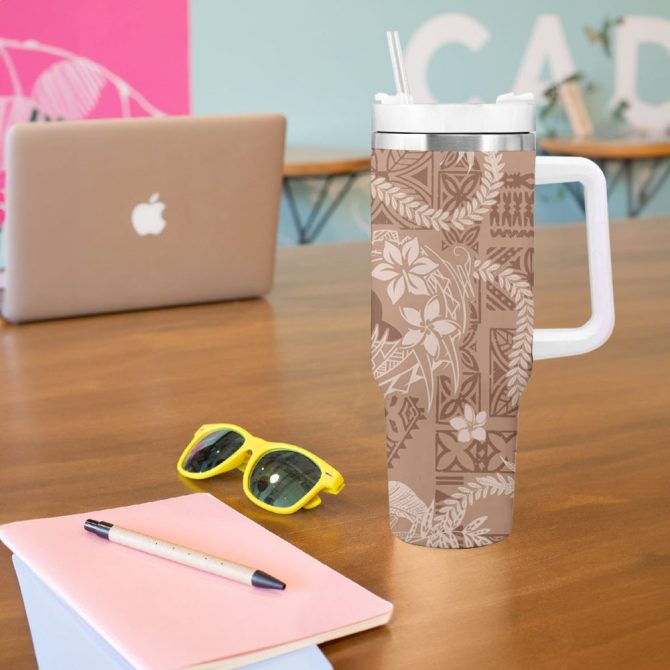 Hawaii Plumeria Flowers Custom Stanley Quencher 40Oz Stainless Steel Tumbler - Image 6