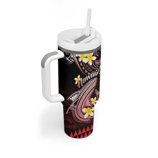 Hawaii Polynesian Shark With Kakau Red Custom Stanley Quencher 40Oz Stainless Steel Tumbler With Handle - Image 2