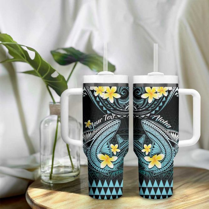 Hawaii Polynesian Shark With Kakau Turquoise Custom Stanley Quencher 40Oz Stainless Steel Tumbler With Handle - Image 9