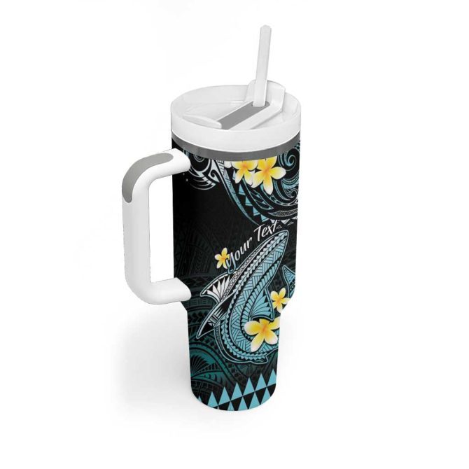 Hawaii Polynesian Shark With Kakau Turquoise Custom Stanley Quencher 40Oz Stainless Steel Tumbler With Handle - Image 2