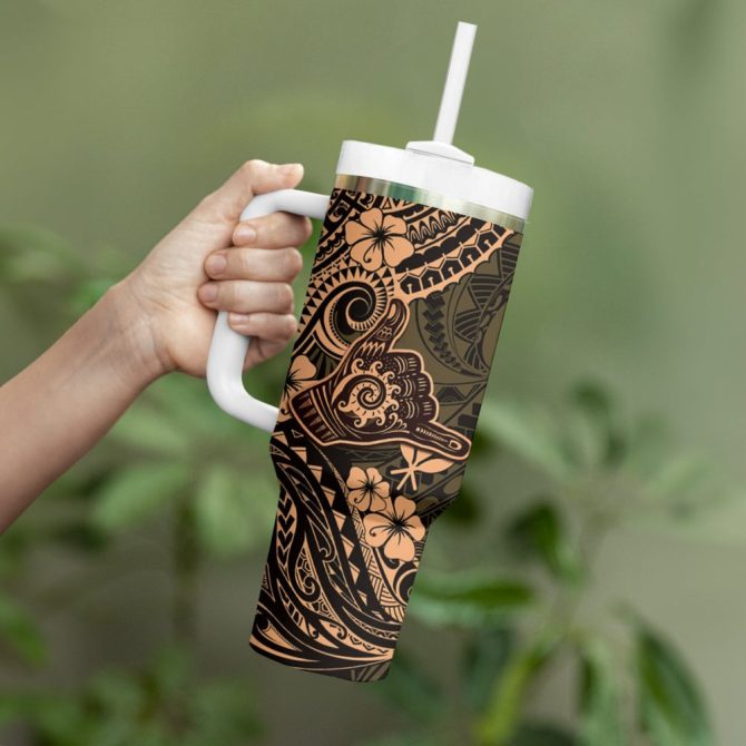 Hawaii Shaka Sign Custom Stanley Quencher 40Oz Stainless Steel Tumbler - Image 4