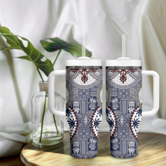 Hawaii Tumbler With Handle Barkcloth Pattern Vintage Style Lt05Custom Stanley Quencher 40Oz Stainless Steel Tumbler - Image 10