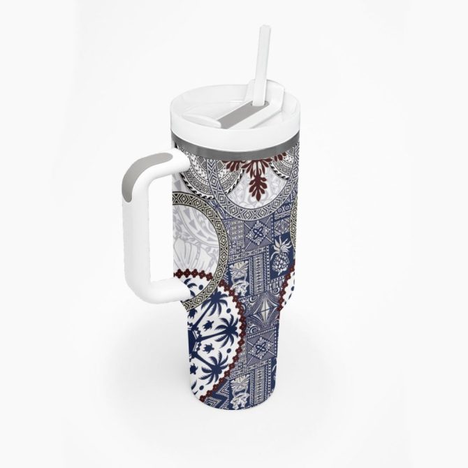 Hawaii Tumbler With Handle Barkcloth Pattern Vintage Style Lt05Custom Stanley Quencher 40Oz Stainless Steel Tumbler - Image 3
