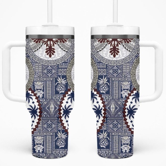 Hawaii Tumbler With Handle Barkcloth Pattern Vintage Style Lt05Custom Stanley Quencher 40Oz Stainless Steel Tumbler