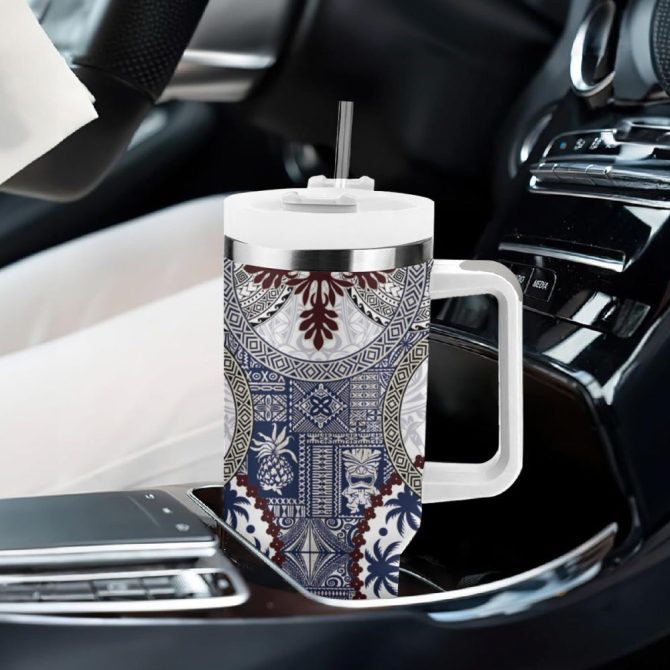 Hawaii Tumbler With Handle Barkcloth Pattern Vintage Style Lt05Custom Stanley Quencher 40Oz Stainless Steel Tumbler - Image 9